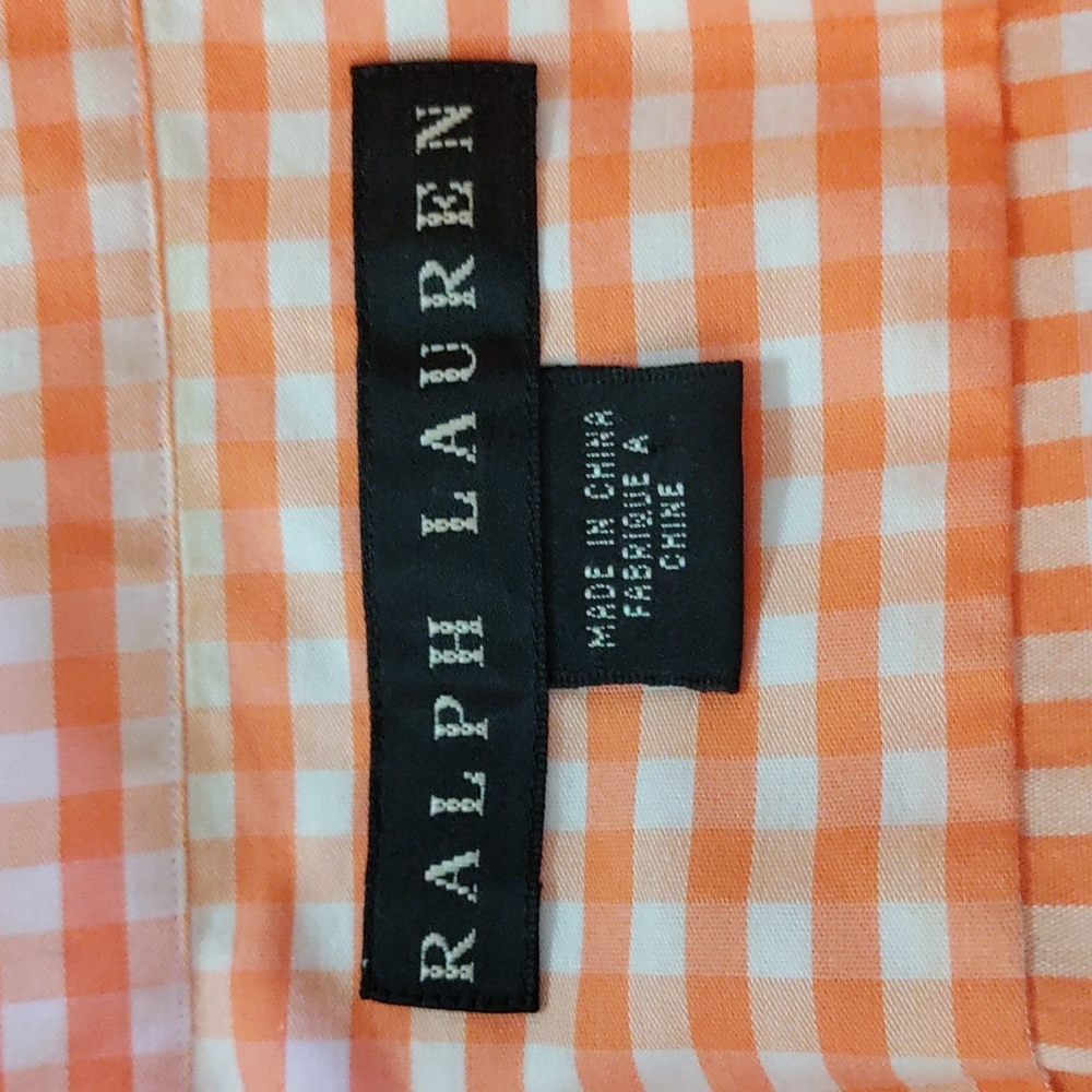 *H182 Ralph Lauren black label orange check S/S blouse 12 FINAL PRICE - Picture 8 of 10